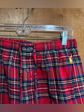 Polo Ralph Lauren Mens Medium Plaid Pajama Pants Red Tartan Flannel Sleep Pants